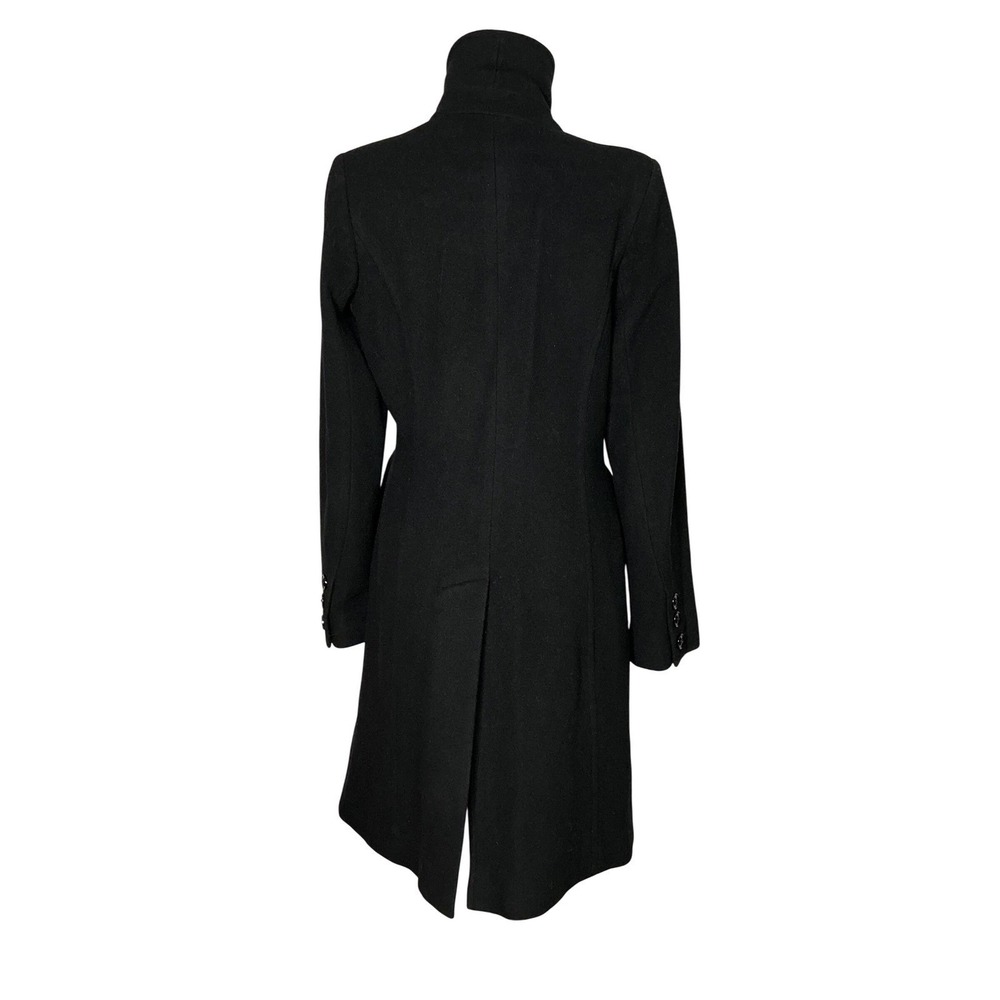 Anne Klein Wool Blend Long Coat Black Button Front Winter Dressy Classic Size 2 - Picture 4 of 9